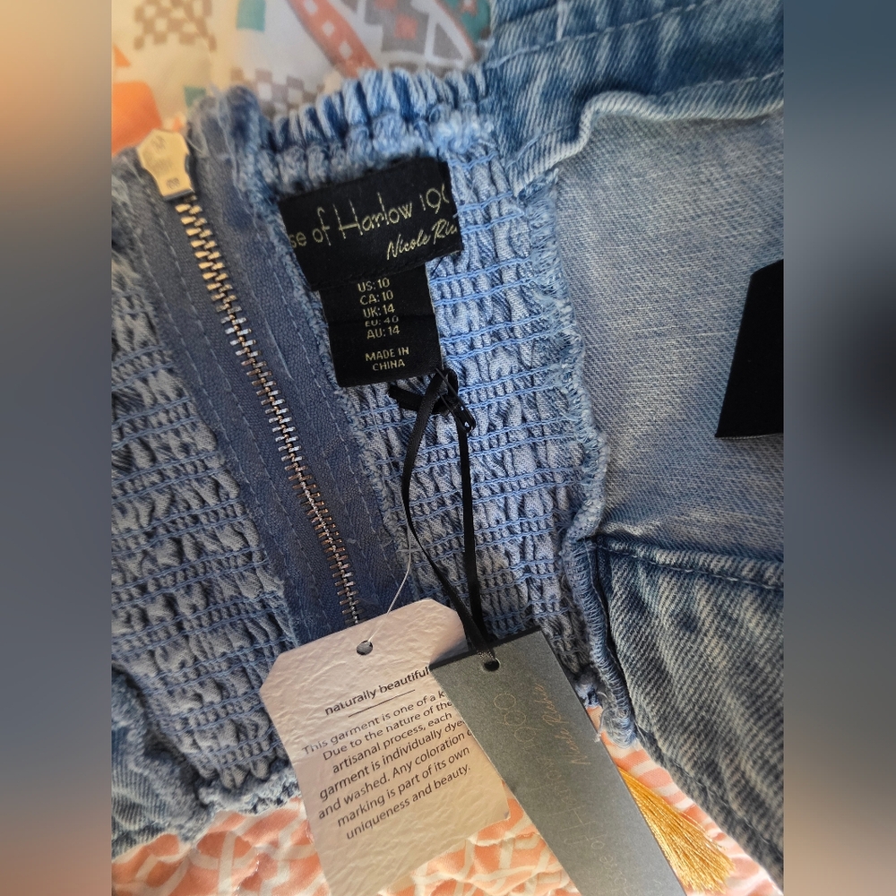 House of Harlow 1960 Denim Studded Crop Tank - Picture 2 of 7